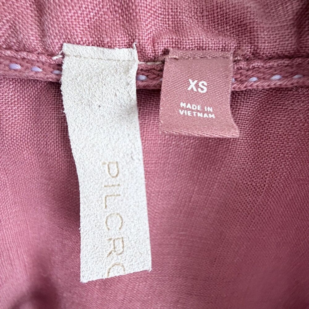 pilcro by anthropologie 100% linen button down beachcore rose women's top xs - Picture 9 of 9
